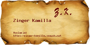 Zinger Kamilla névjegykártya